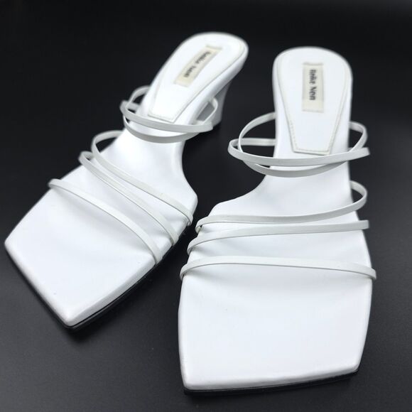 REIKE NEN 5 Strap Wedge Heels White Leather 90s Minimal Y2k Clean Girl Modern 6 - Picture 4 of 12